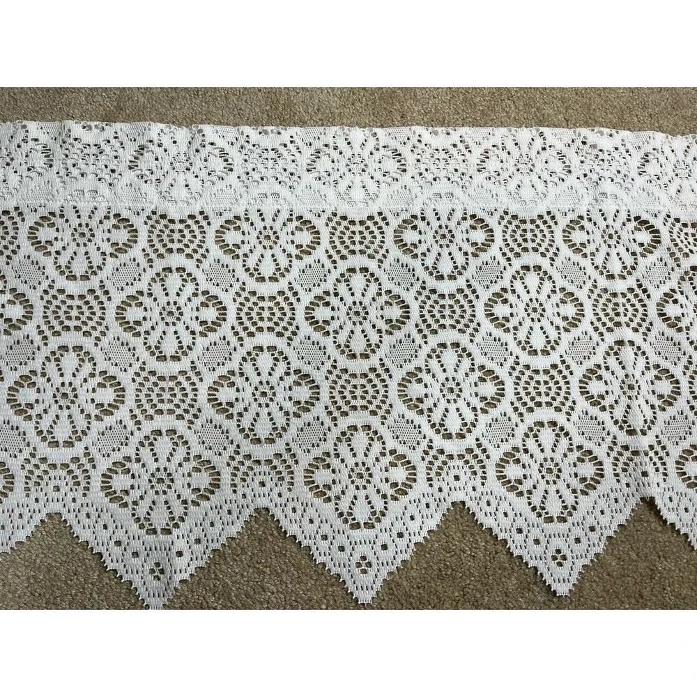 2 VTG Lace Curtain Valance White 58 X 15